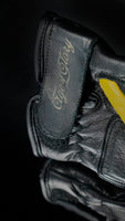 Age Of Glory Victory Leather Gloves Black and Yellow CE