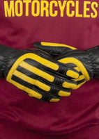 Age Of Glory Victory Leather Gloves Black and Yellow CE